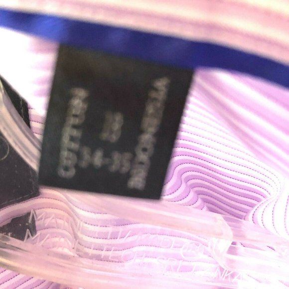 Proper Shirtings Men's Striped Wrinkle Free Casual Dress Shirt 18 34/35 Lavender - Picture 10 of 10